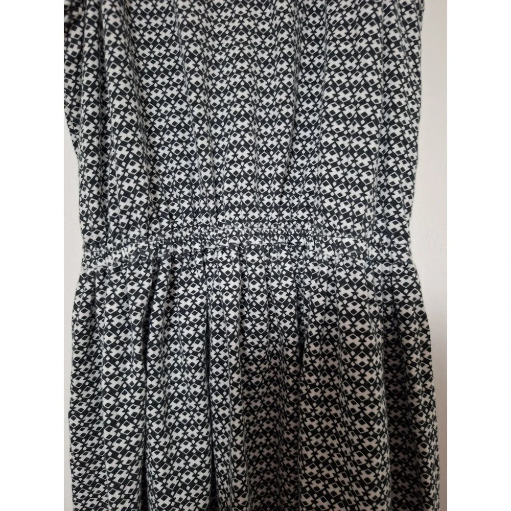 Carter's Girls Dress Size 7 Black White Geometric Ruffle Collar Pom Pom Trim